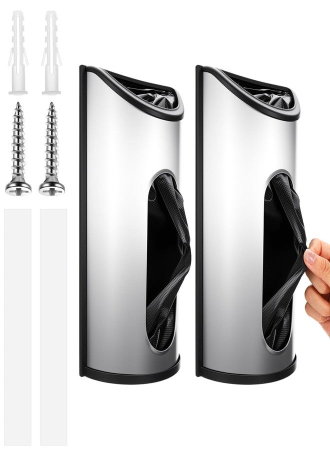 Limbeuuu 2 Pack Magnetic Wall Mounted Trash Bag Holder, Grocery Bag Holder Stainless Steel Kitchen Trash Bags Organizer Anti-Fingerprints Magnet and Scraw for Kitchen Garage Barn Storage Room - Image 1